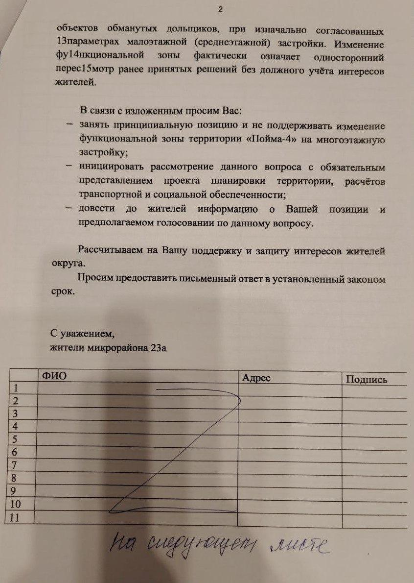 Обращение жителей Сургута в думу 